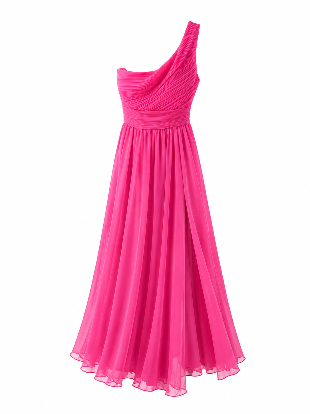 Abito Damigella Monospalla in Chiffon con Spacco Laterale
