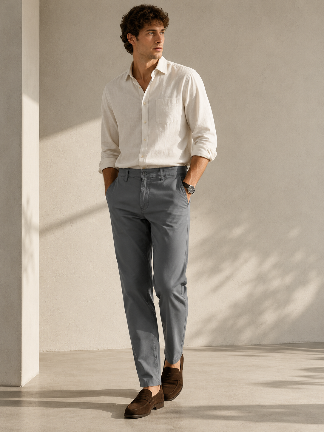 Pantaloni Chino Uomo in Cotone Elasticizzato Slim Fit 44-54 203
