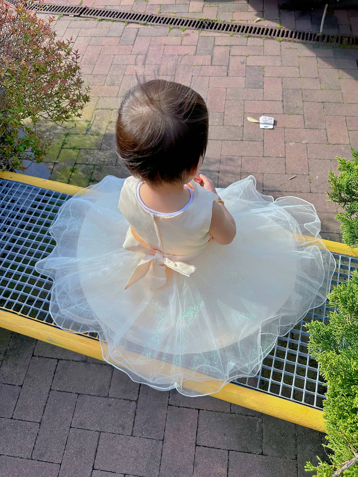 Vestito elegante color champagne per bambina 6M–36M Abito cerimonia, battesimo, compleannoTheOne Bambini