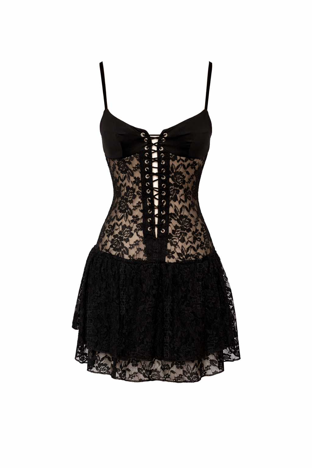 Vestito Corsetto Nero in Pizzo con Lacci – Mini Abito Sexy Elegante Donna | TheOne Ferrara 502370
