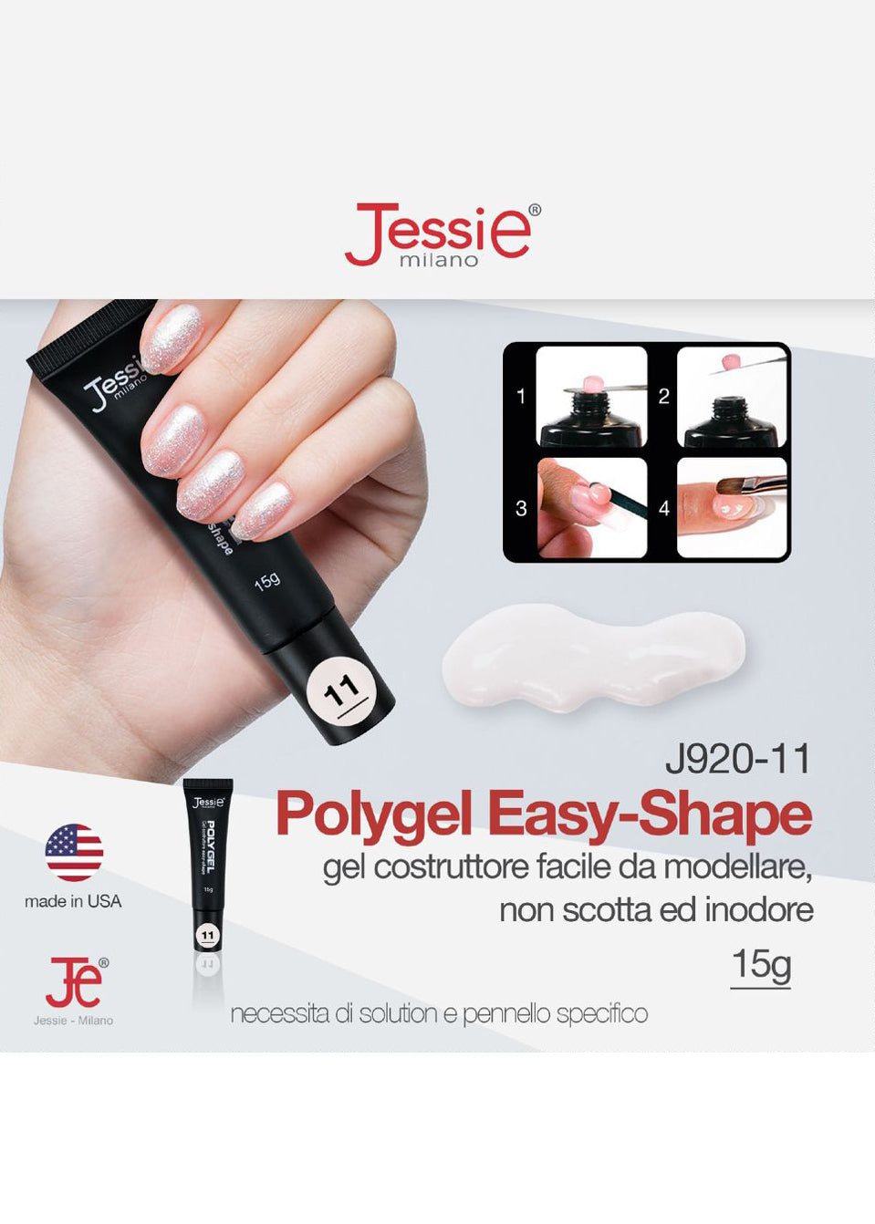 Polygel Gel Costruttore Ghiaccio Trasparente 15g – Easy Shape, Crystal, UV/LED