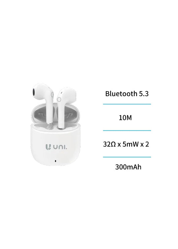 Auricolari Bluetooth Semi-In-Ear UNI-TWS – 60H Autonomia, Bluetooth 5.3 | UNICO