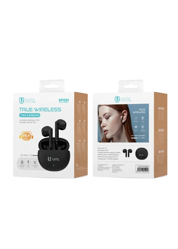 Auricolari Bluetooth TWS Pro – Bluetooth 5.4, 5H Chiamate, Ricarica Type-C | UNICO Nero