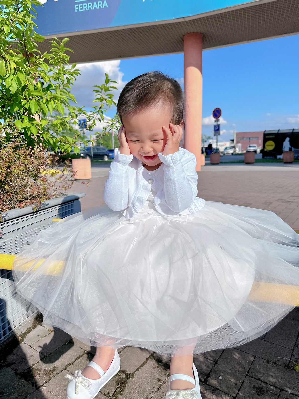Abito da principessa per bambina - Vestito in pizzo bianco。3M-36M