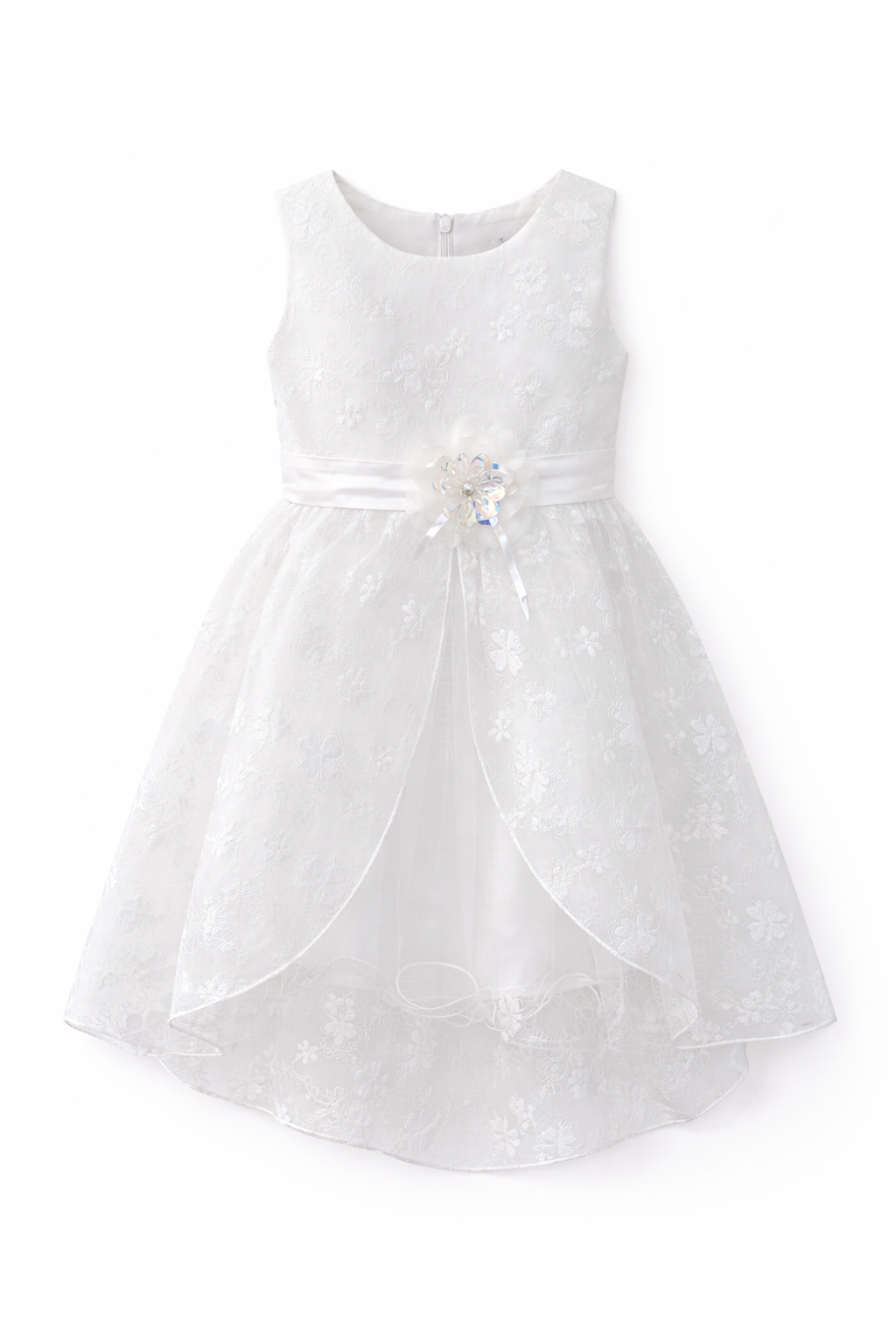 Abito Prima Comunione 2026 Bambina 4-12 Anni – Vestito Bianco Elegante in Pizzo per Cerimonia Primavera Estate 22023 Bianco