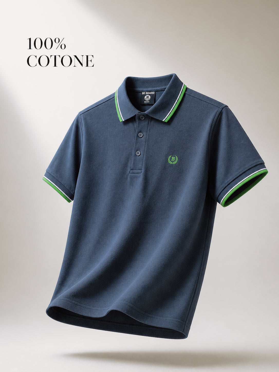 Polo Uomo 100% Cotone Manica Corta Tinta Unita Casual Estate Maglietta Uomo S-3XL Cobalto Verde