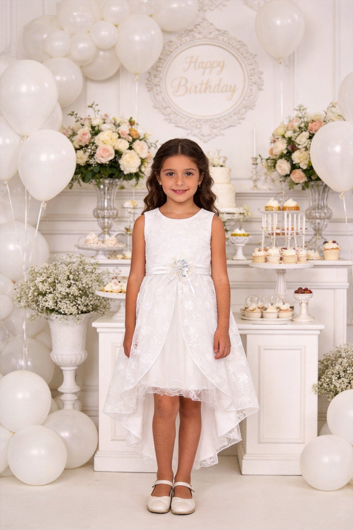 Abito Prima Comunione 2026 Bambina 4-12 Anni – Vestito Bianco Elegante in Pizzo per Cerimonia Primavera Estate 22023