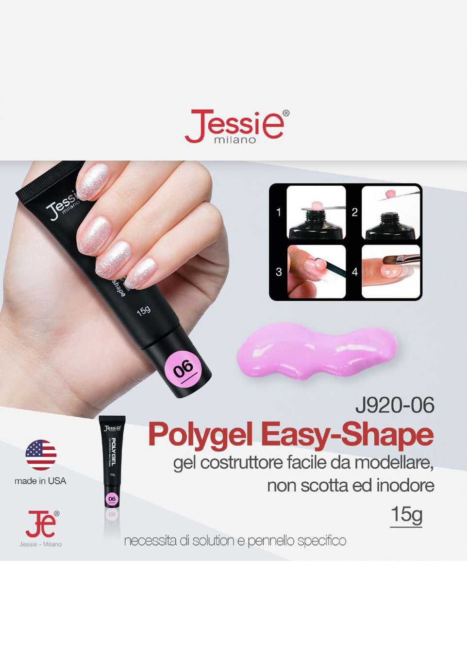 Polygel Gel Costruttore Fucsia Chiaro 15g – Easy Shape, Colorato, UV/LED