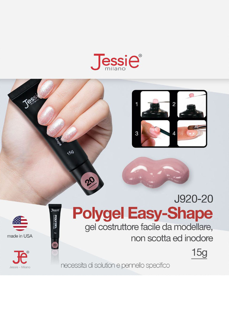 Polygel Gel Costruttore Rosso Tiziano 15g – Easy Shape, Coprente, UV/LED