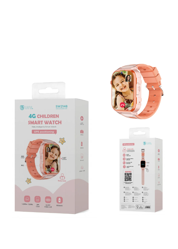 Smartwatch per Bambini 1,83 Pollici con GPS | Blu e Rosa – UNICO Rosa