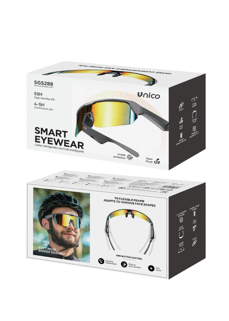 Occhiali da Sole Bluetooth con Audio | Cuffie Integrate Ciclismo BT5.3 – UNICO