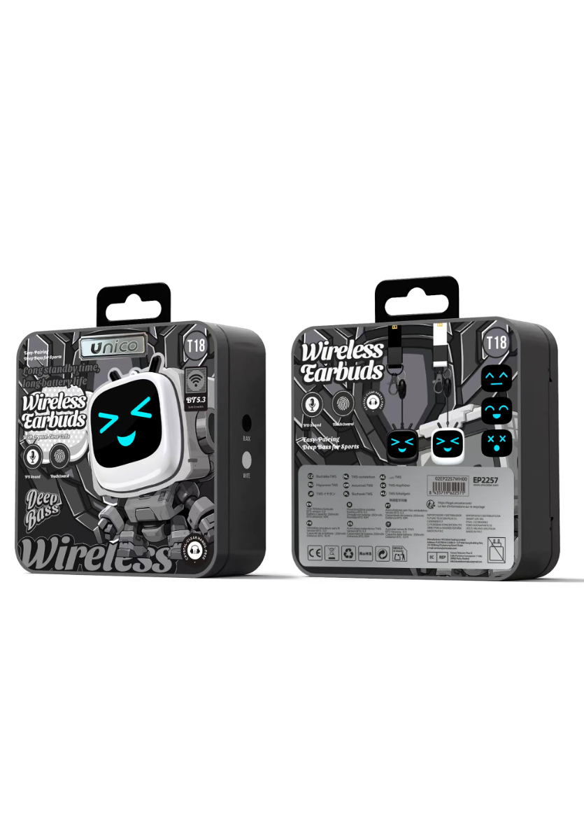 Auricolari TWS Bluetooth 5.3 LED Smiley | Cuffie Wireless Iron Box – UNICO