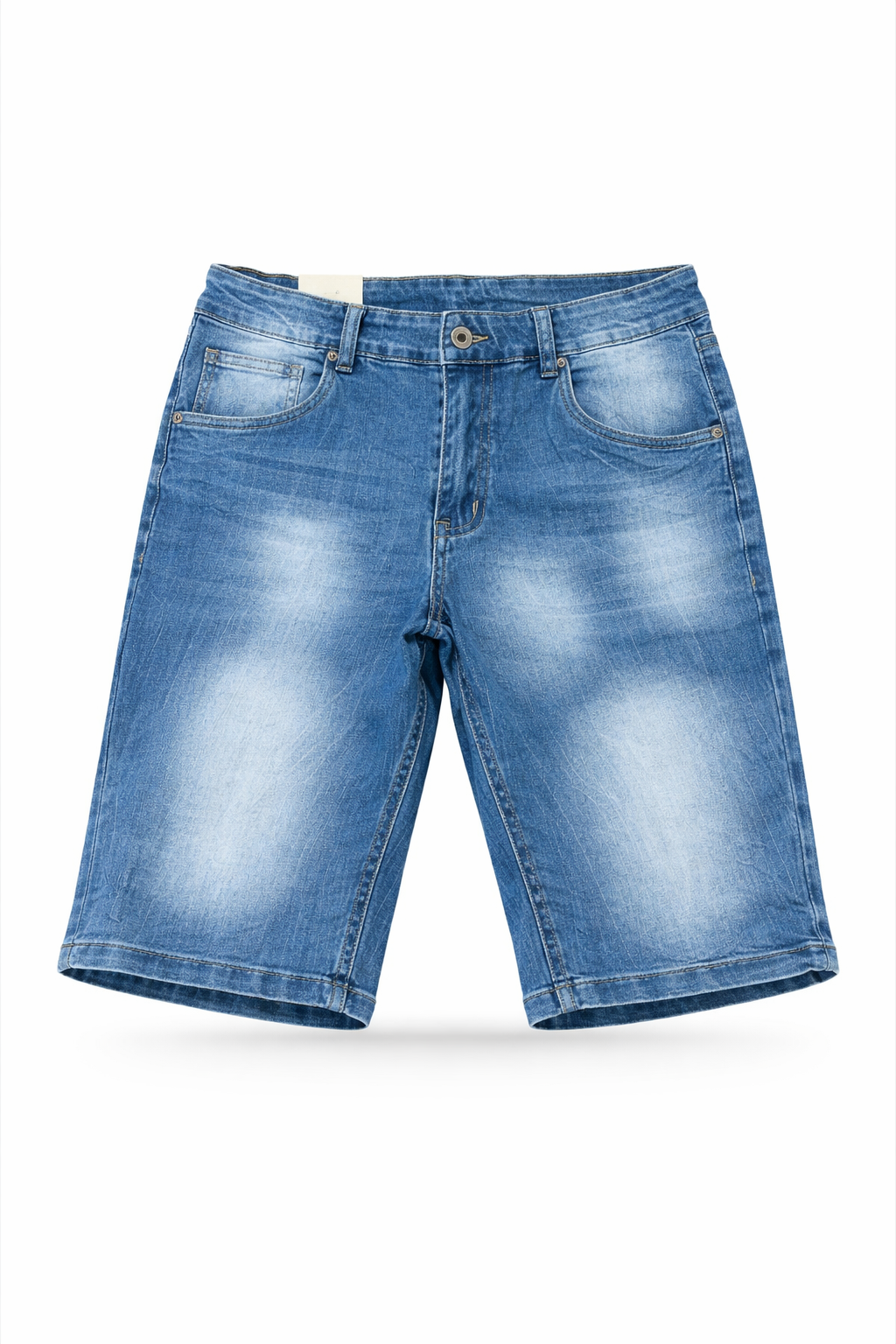 Bermuda Uomo Jeans Denim Slavato Elasticizzato Lavaggio Chiaro Estivo -RE1605