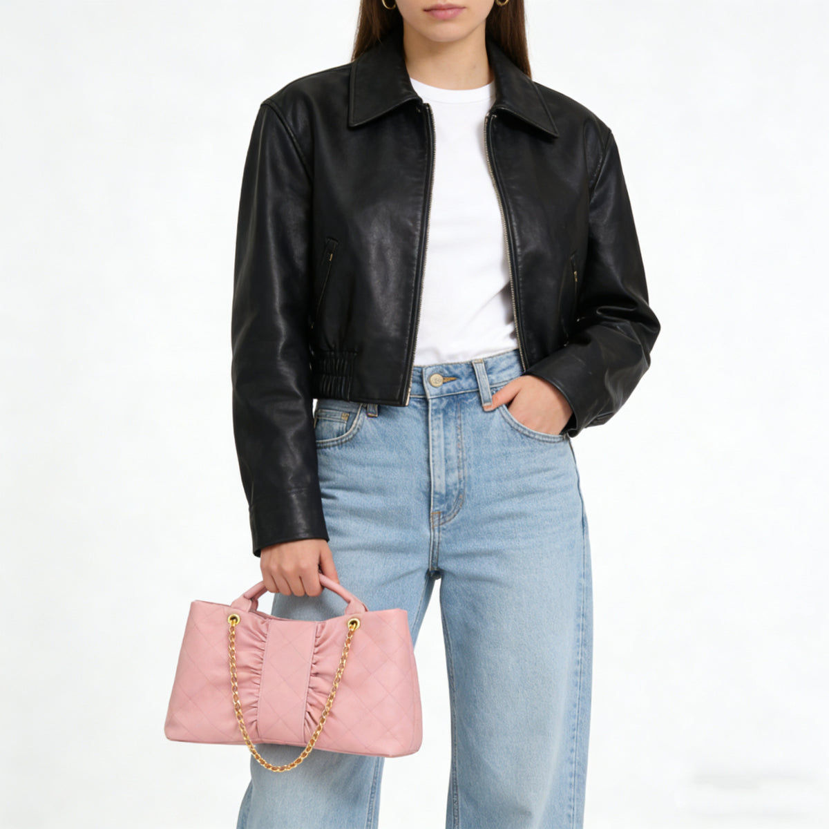 Borsa Donna Trapuntata Grande con Catena Oro – Shopper Elegante 41cm | Tote Spaziosa da Lavoro e Tempo Libero