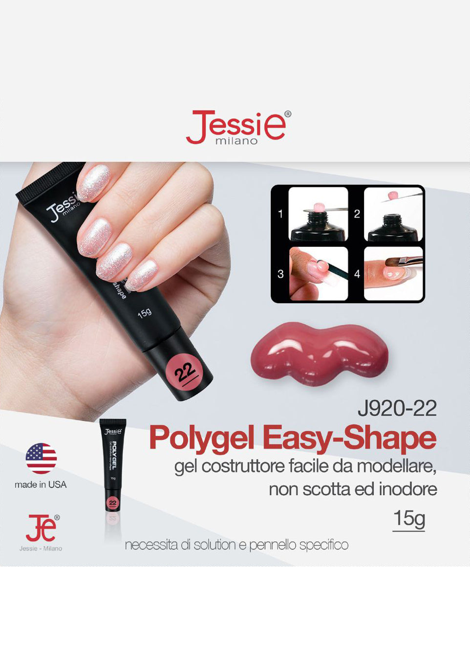 Polygel Gel Costruttore Rosso Porpora 15g – Easy Shape, Coprente, UV/LED