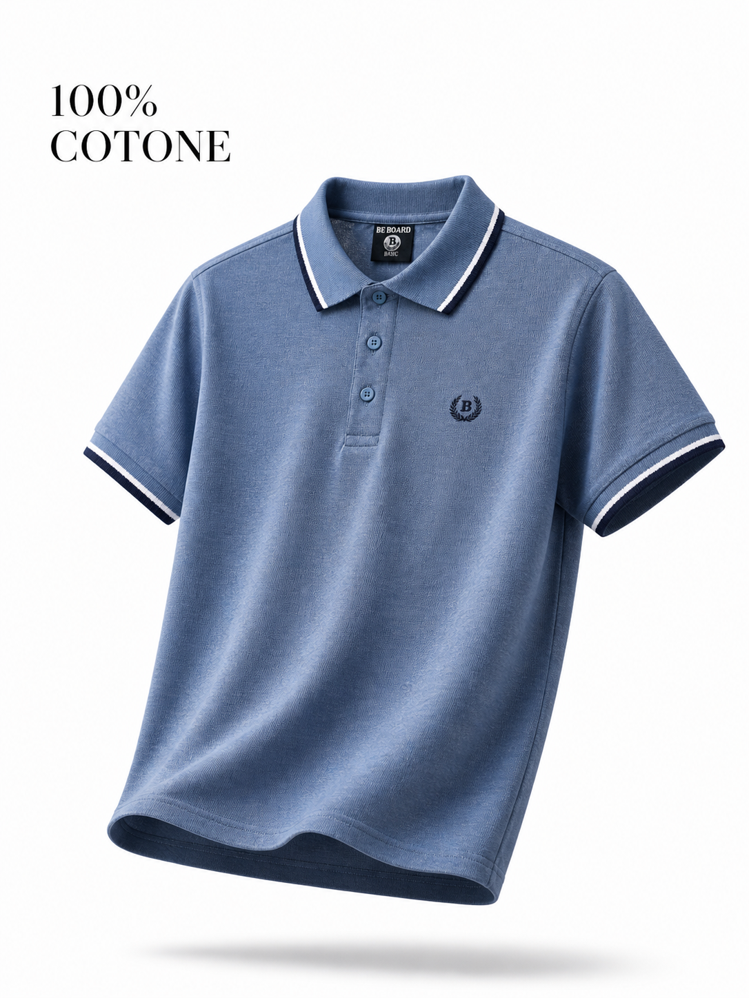 Polo Uomo 100% Cotone Manica Corta Tinta Unita Casual Estate Maglietta Uomo S-3XL Cyano Mel