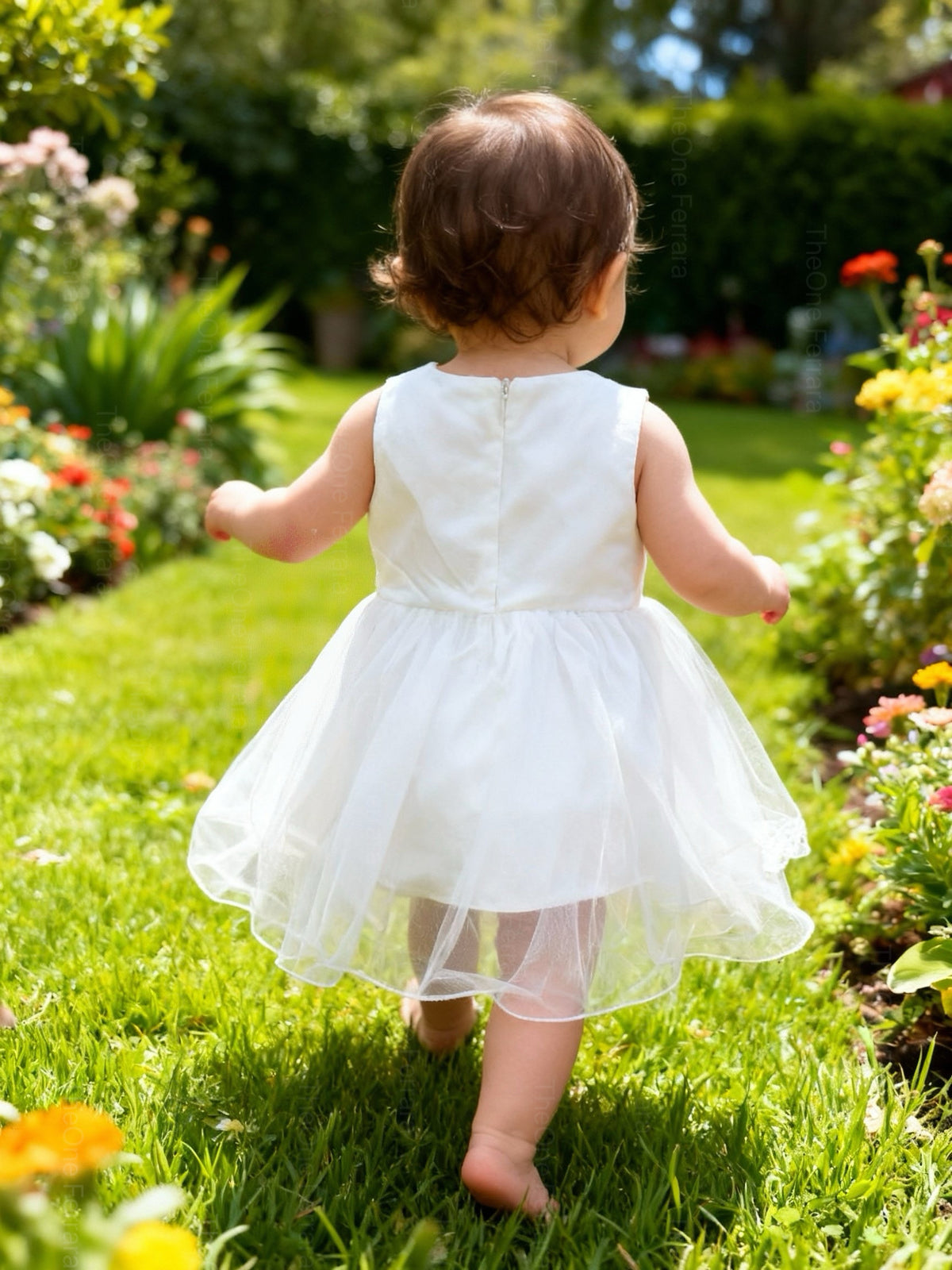 Abito da Battesimo Neonata Bianco 6–36 Mesi – Ricami con Strass, Tulle e Bordo in Pizzo | Cerimonia Chiesa 21032