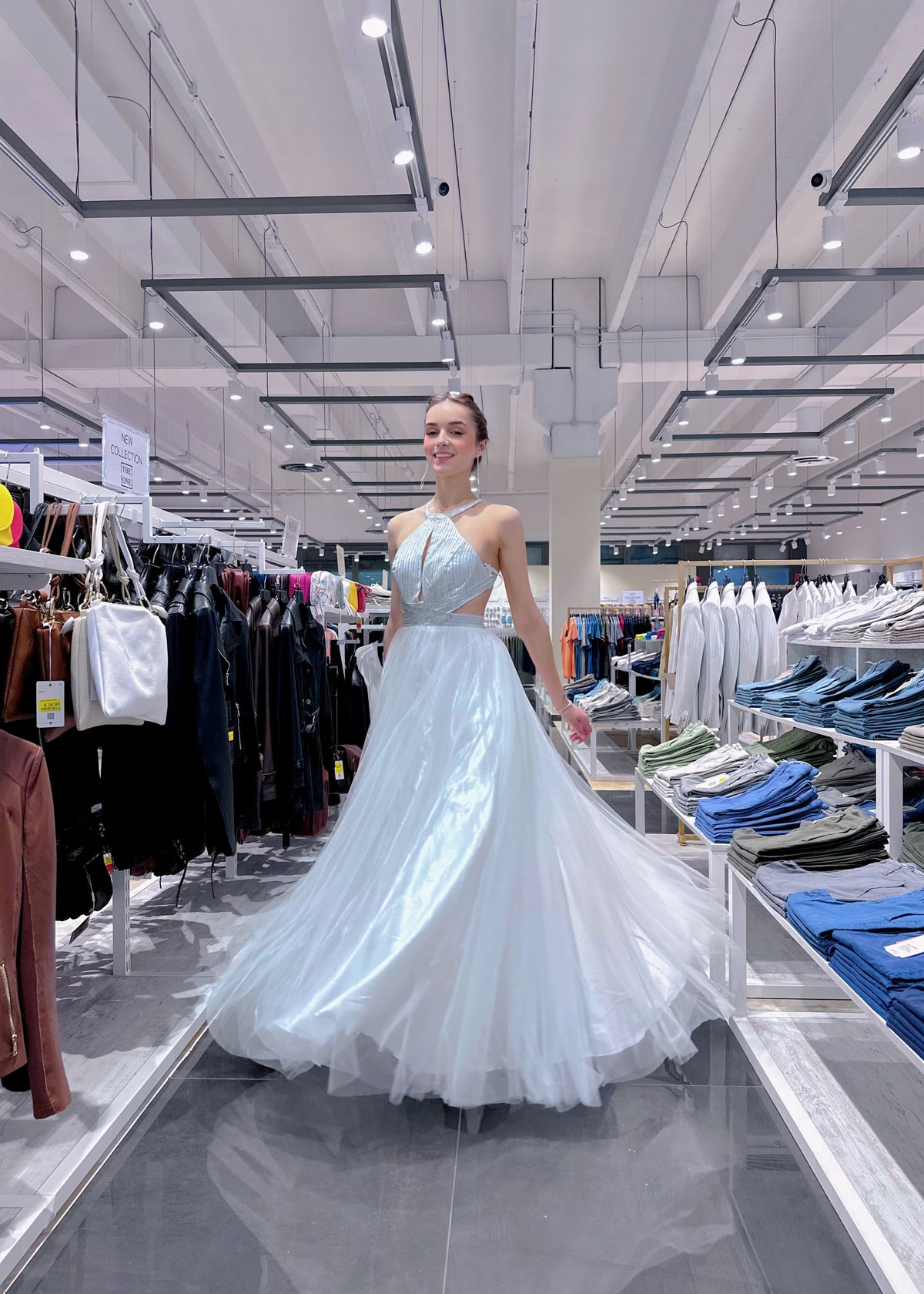 Abito da Sera Principessa – Bianco Iridescente S M