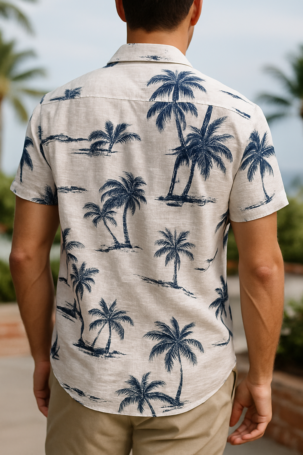 Camicia Uomo contone Palme | Moda Estate Mare 2025