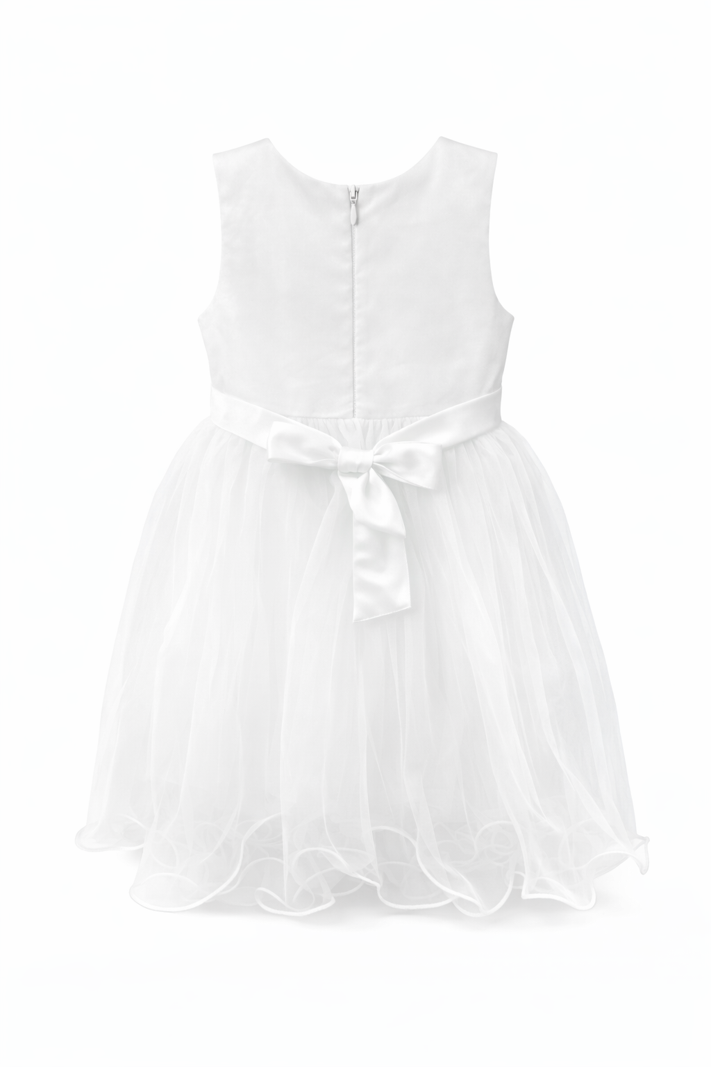Abito Battesimo Neonata 6–36 Mesi Bianco Tulle con Fiocco-6662