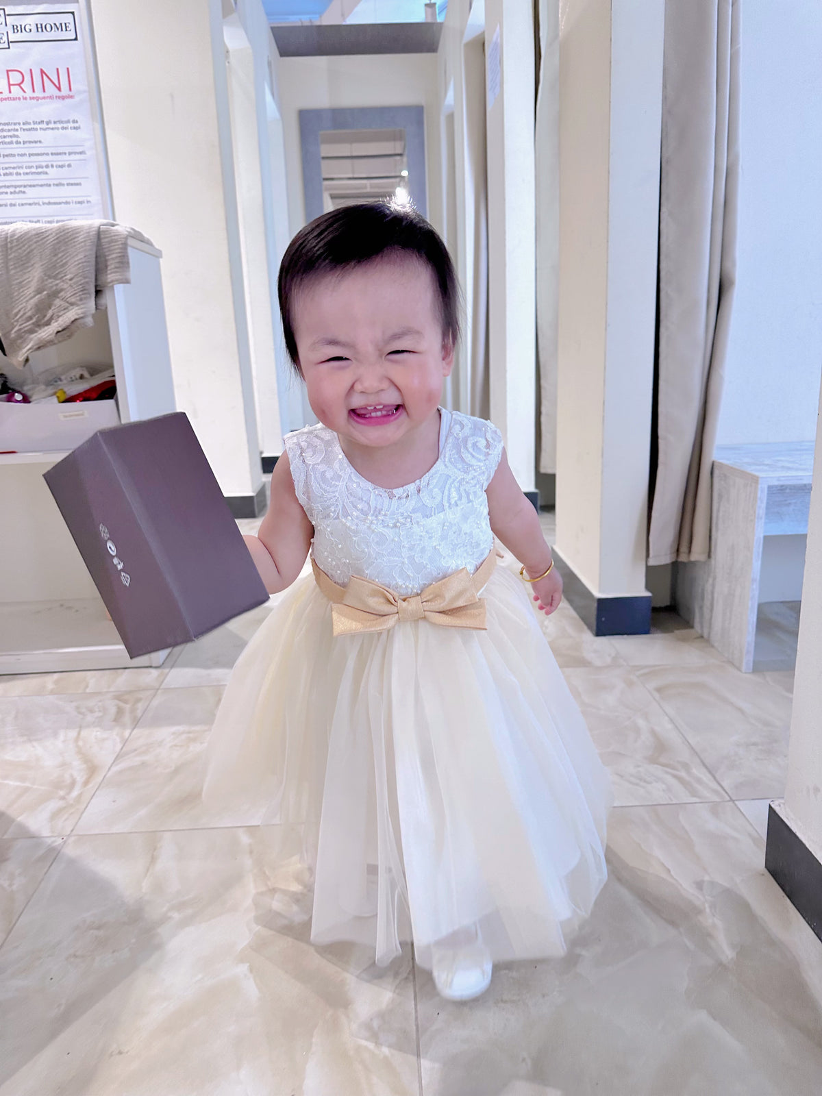 Vestito da Cerimonia per Bambina (3M–23M) | Abito da Principessa in Tulle 3M Champagne