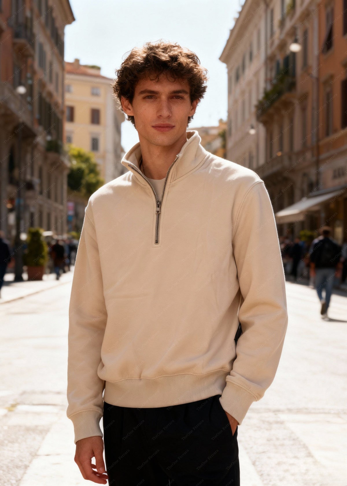 Felpa Unisex con Mezza Zip Foderata in Pile - Pullover Caldo Invernale