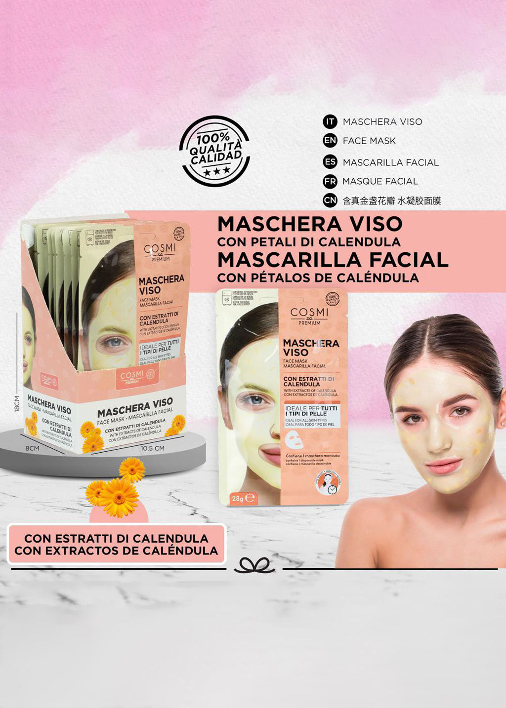 Maschera viso petali di calendula