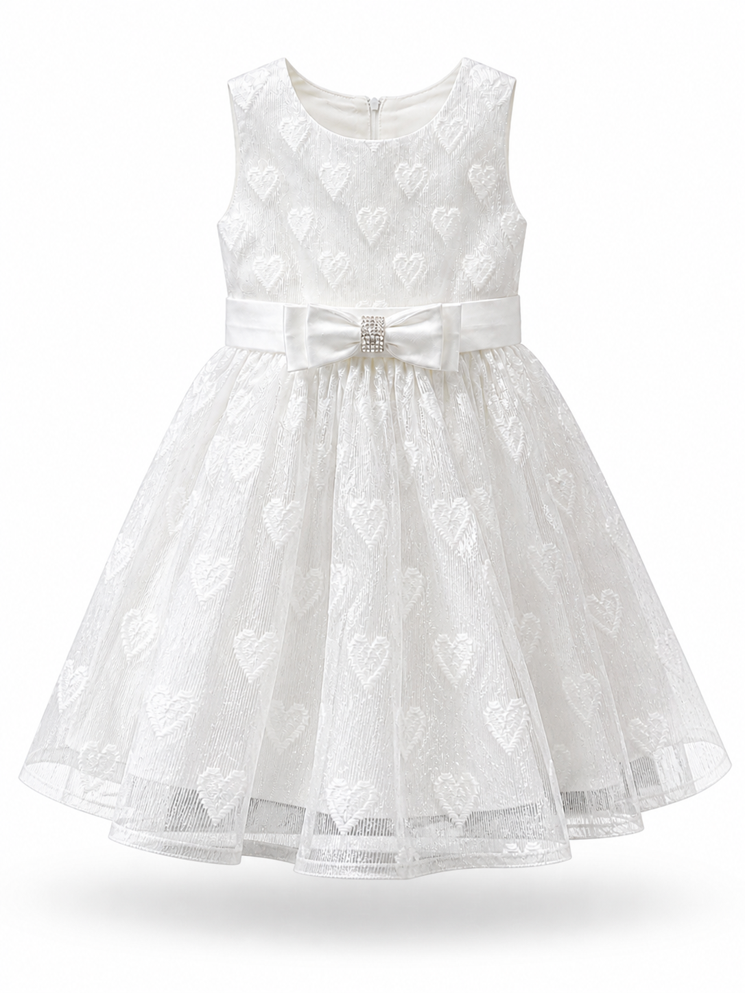 Vestito Bambina Elegante in Organza Jacquard Lurex con Fiocco