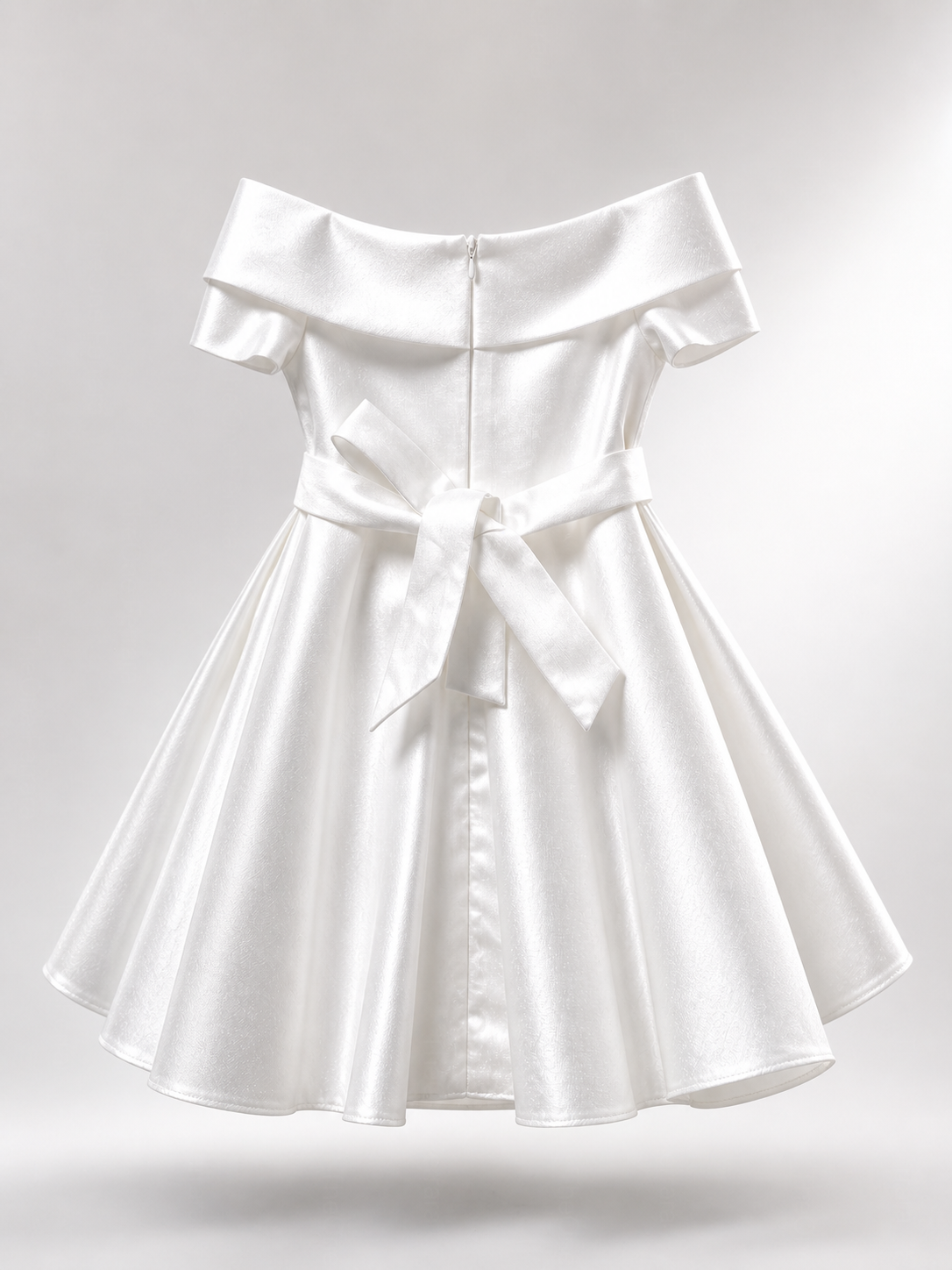 Vestito Bambina Cerimonia Elegante in Taffetà con Fiocco Grande 2-14 Anni