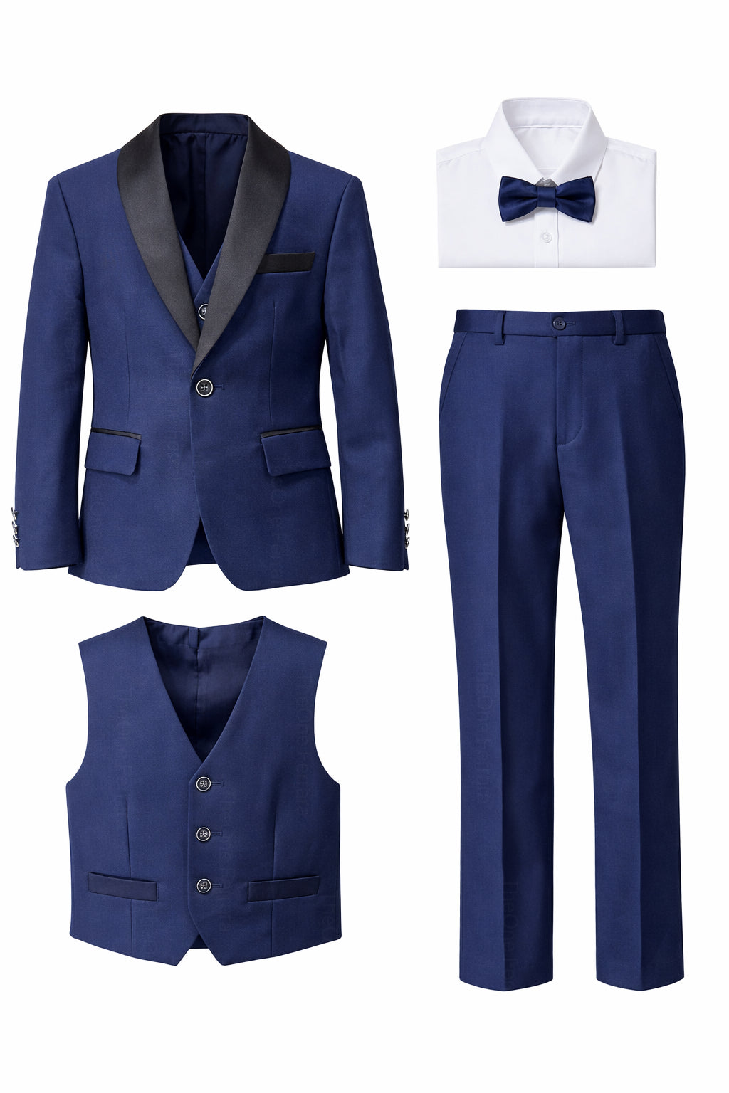 Elegante Completo Cerimonia 5 Pezzi per Bambini 1‑16 Anni – A17-TheOne Ferrara Blu 80%Poliestere 20%Cottone