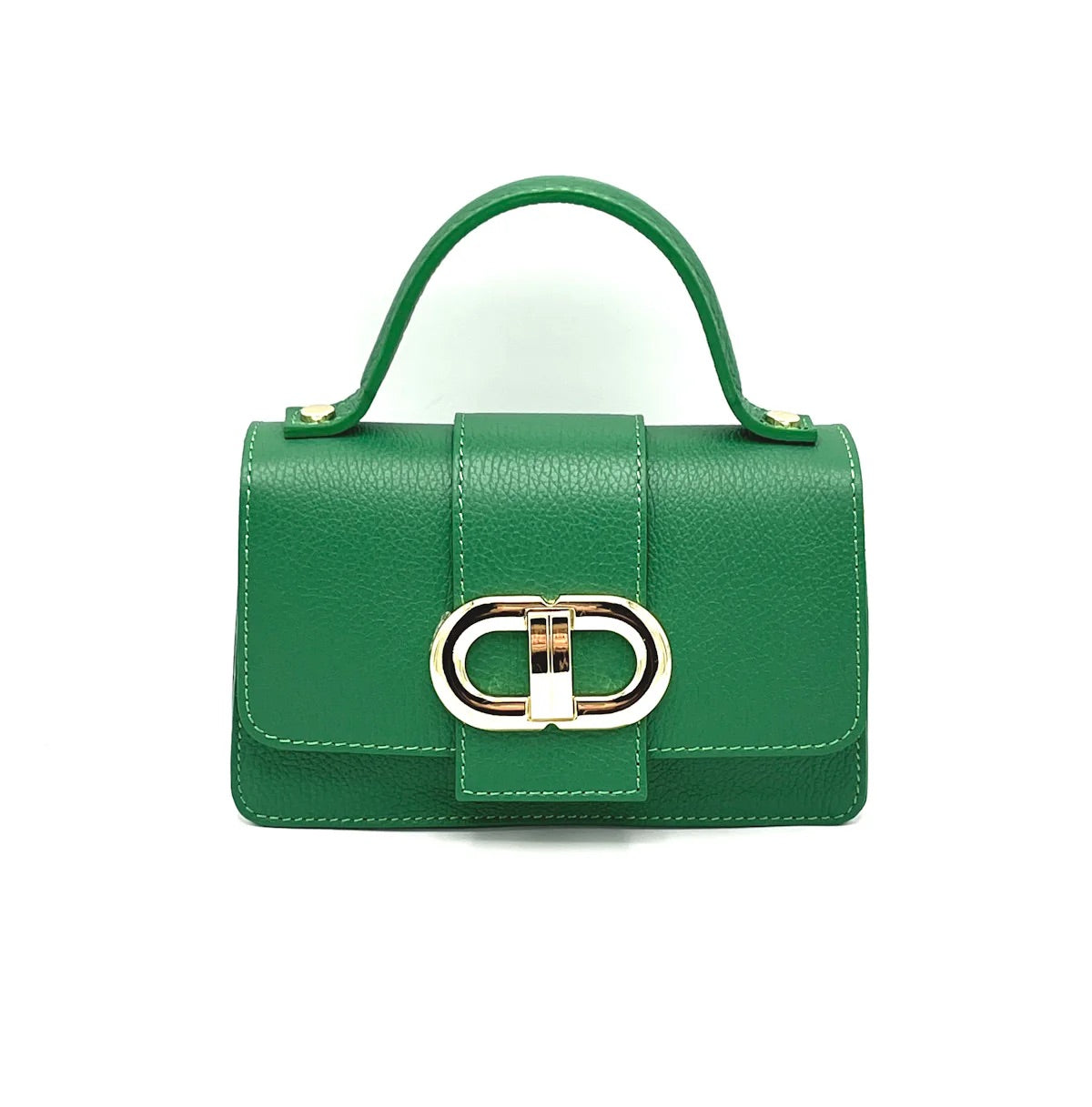 Mini Borsa a Tracolla in Vera Pelle Artigianale, Catena Removibile, Made in Italy – art. 112413 Green