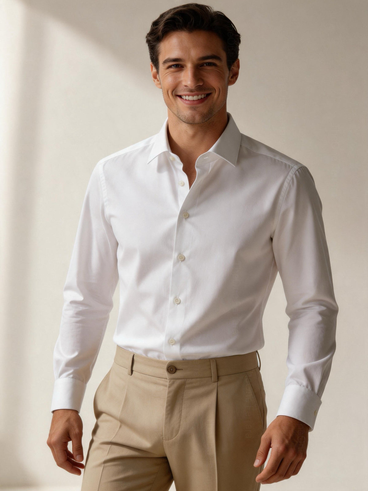 Camicia Uomo Bianca Slim Fit in Cotone Elasticizzato – Elegante Business Casual 2620