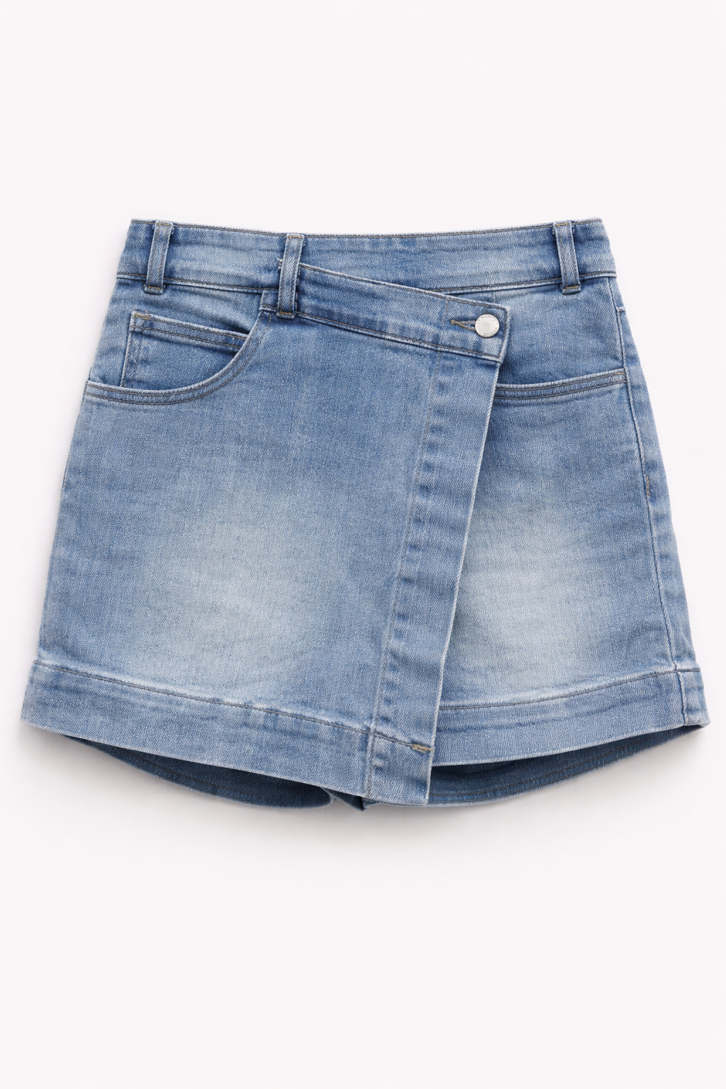 Gonna Pantaloncino Donna – Denim Vita Alta Design Incrociato 5076