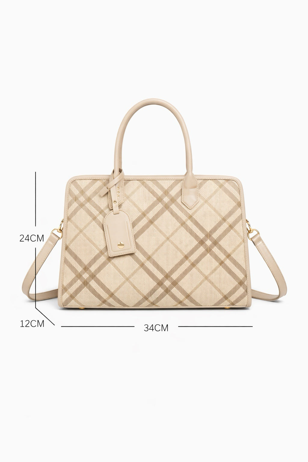 Borsa Donna Elegante a Quadri 34cm – Shopper Strutturata con Tracolla | Borsa Lavoro Chic 5635