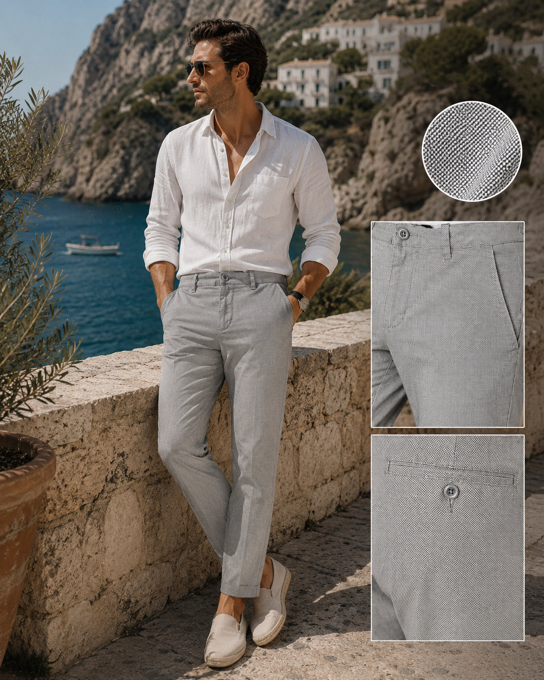 Pantaloni Chino Uomo Eleganti Casual Slim Fit 7116