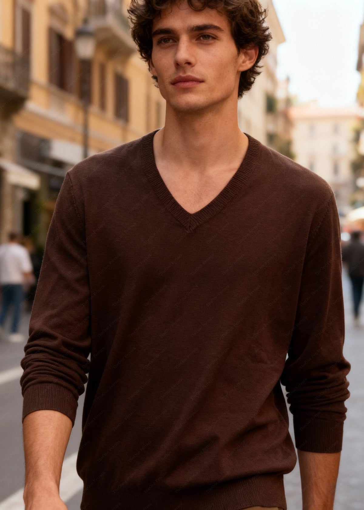 Maglione Uomo Scollo a V in Viscosa - Pullover Elasticizzato Elegante 35607