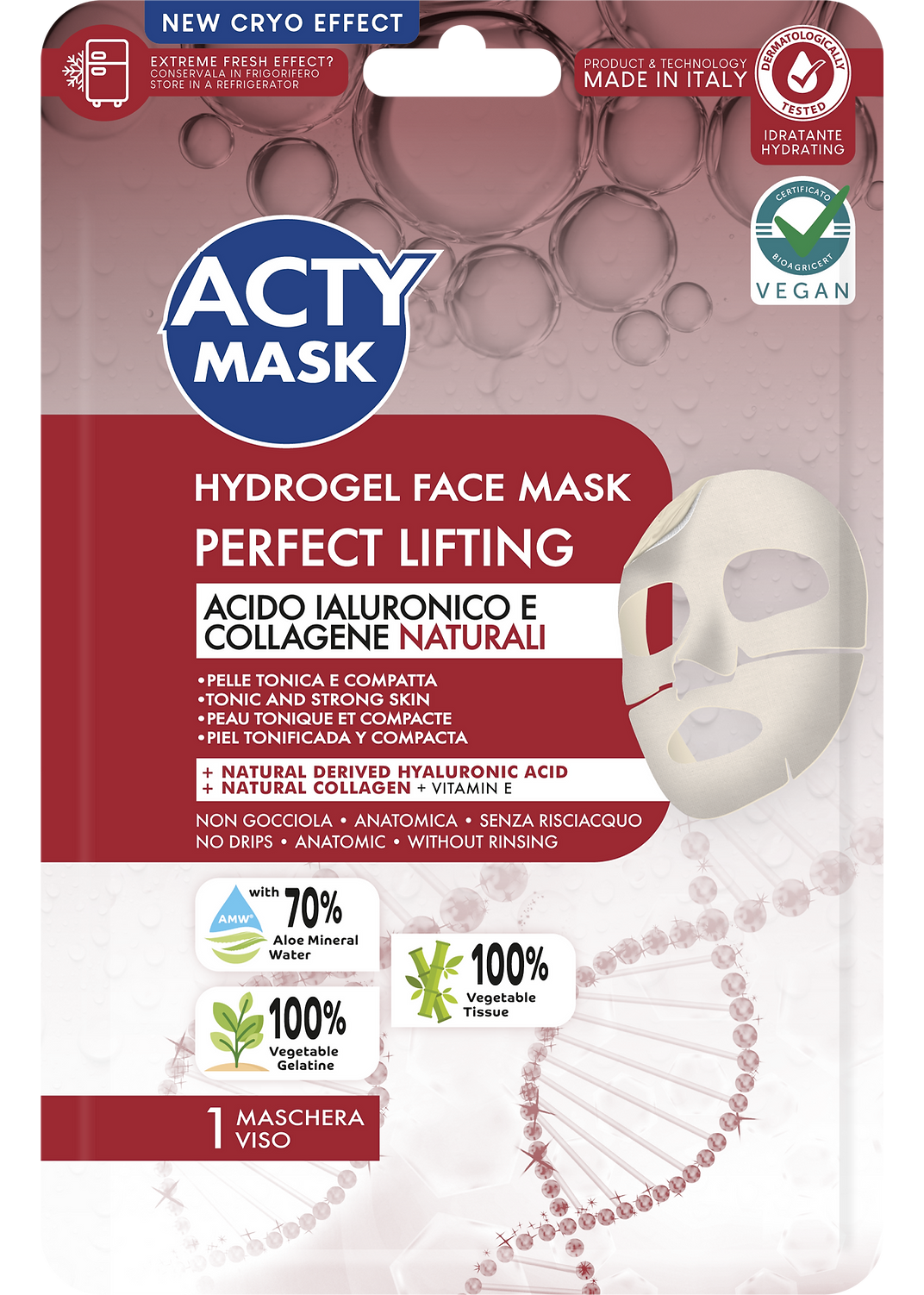 Maschera Viso Lifting con Acido Ialuronico e Collagene Naturale