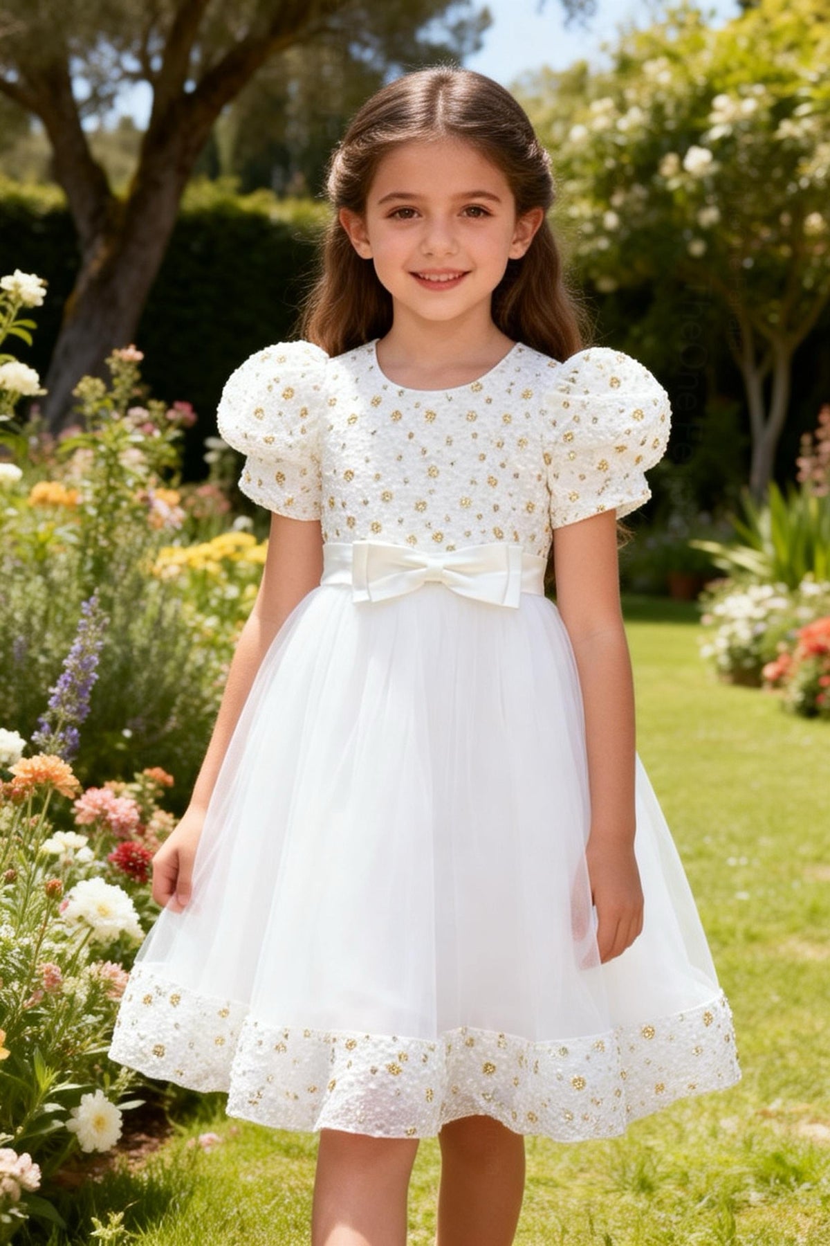 Abito da Cerimonia con Perle” – Eleganza e Raffinatezza per Ogni Principessa 2-12 anni 663 2 Anni Bianco