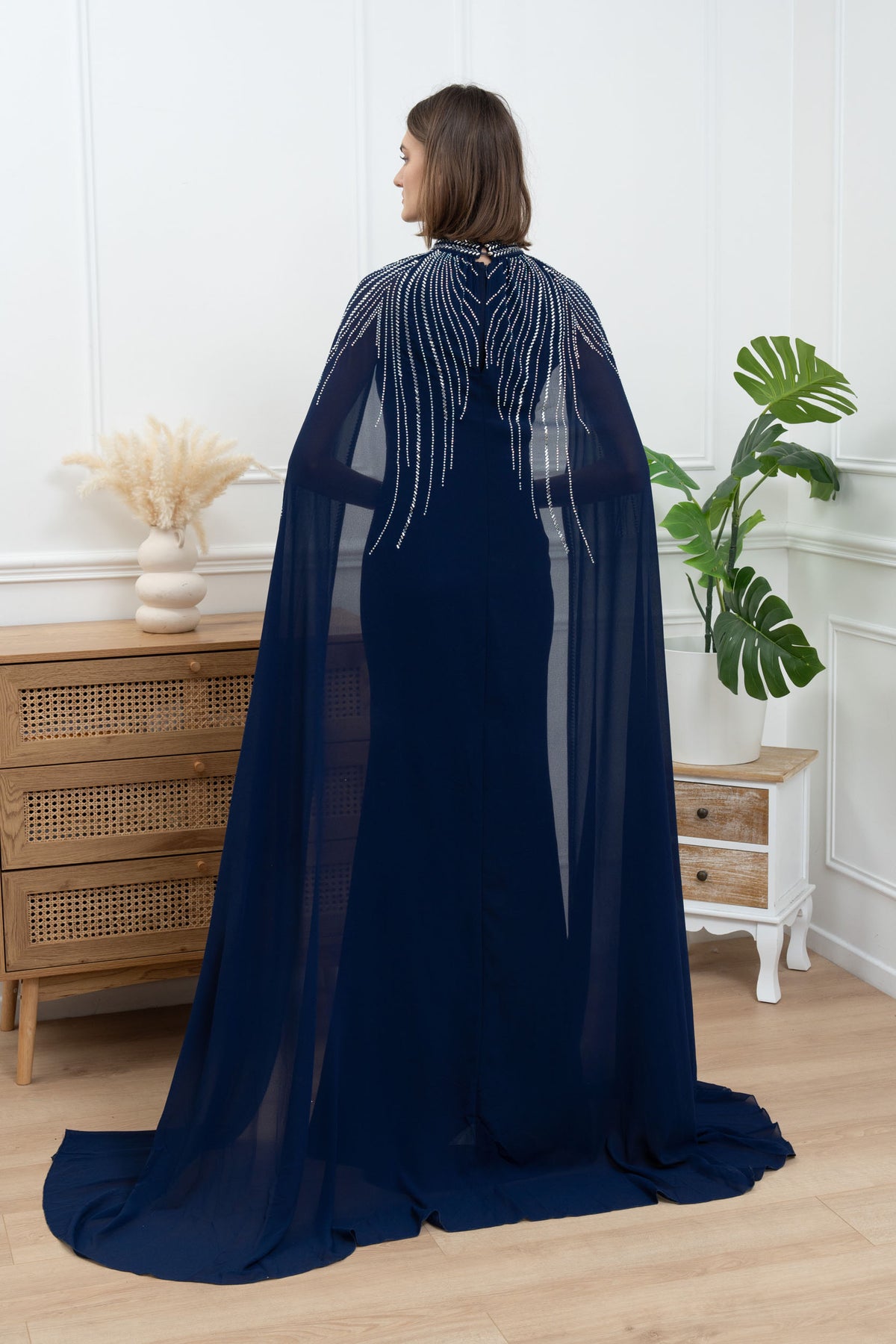 Abito da Gala Blu Due Pezzi con Mantella Gioiell 512353