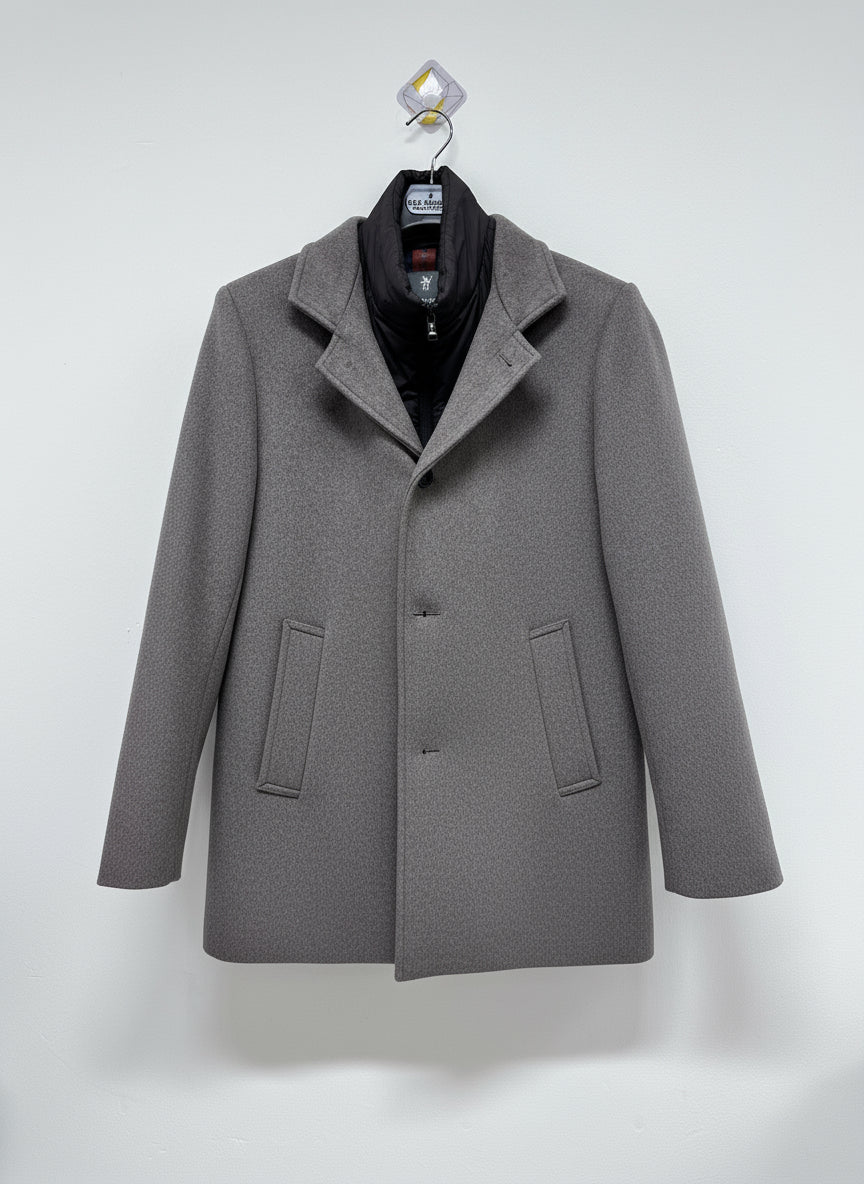 Cappotto Uomo con Pettorina Removibile – Lana e Poliestere | Sartoria Italiana 116M