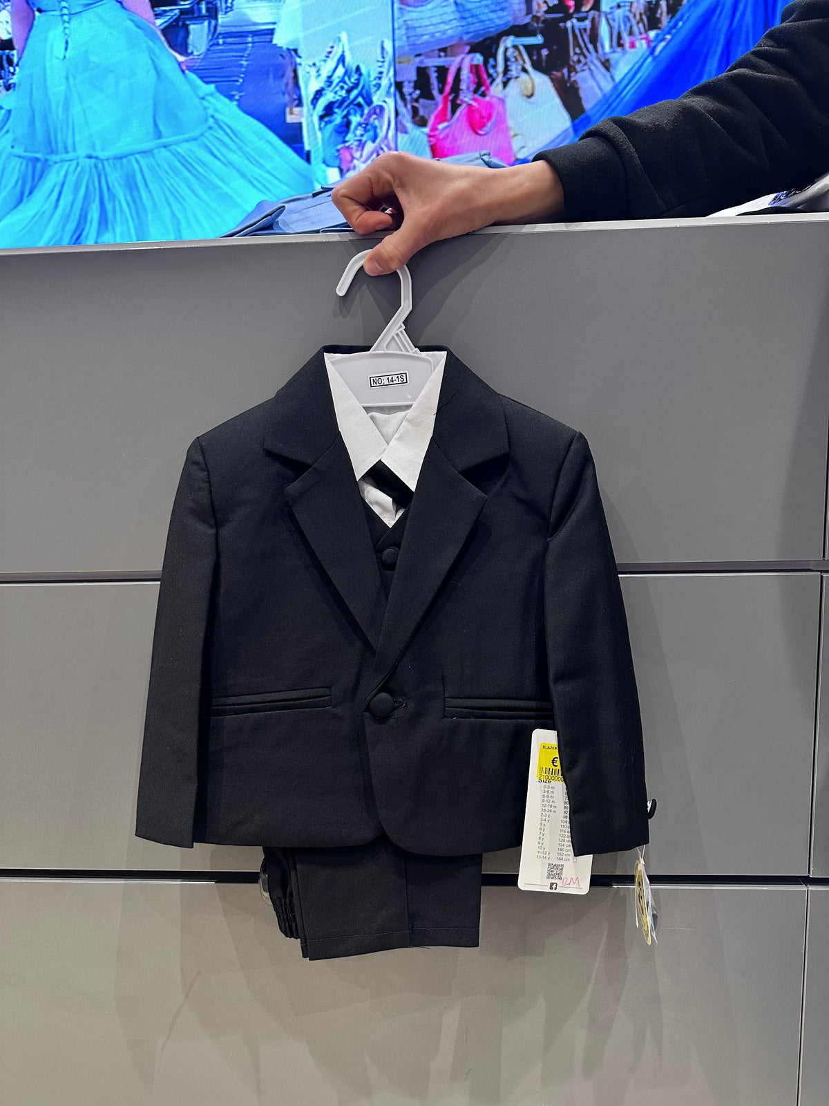 Abito Completo Bambino 5 Pezzi Cerimonia 3-36 Mesi A17 Nero 100% Poliestere