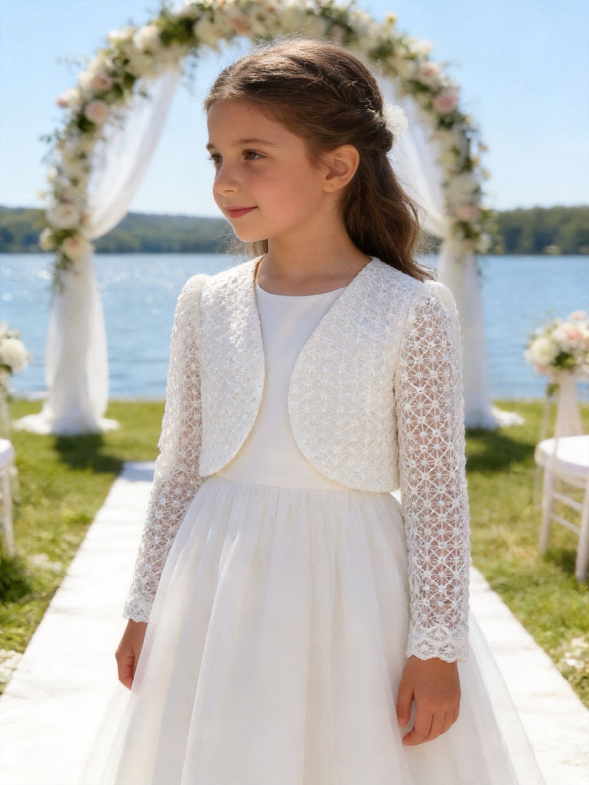 Coprispalle Elegante Bambina in Pizzo per Cerimonia e Comunione