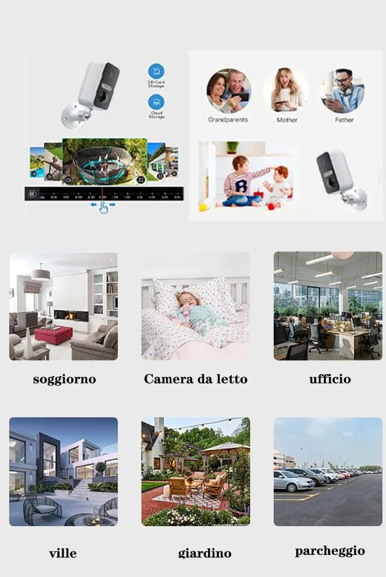 Telecamera WiFi Esterno 3MP | Visione Notturna a Colori | Batteria 5200mAh | IP65 | WIBY SNAP 11