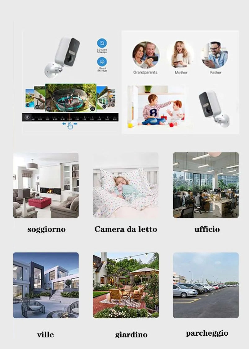 Telecamera WiFi Esterno 3MP | Visione Notturna a Colori | Batteria 5200mAh | IP65 | WIBY SNAP 11