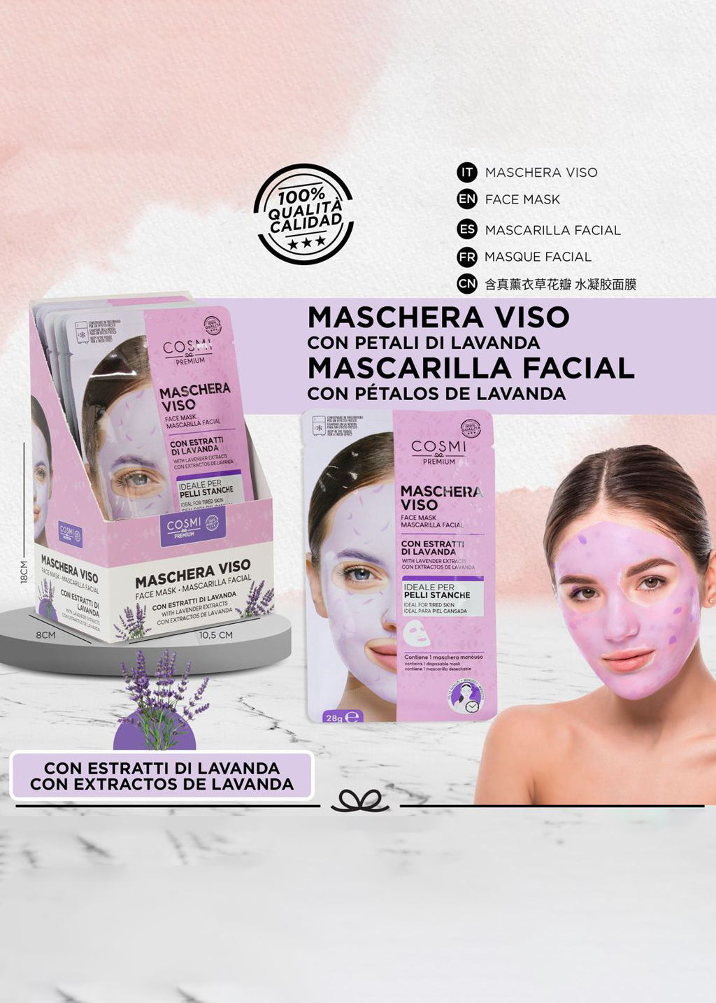 Maschera viso petali di lavanda