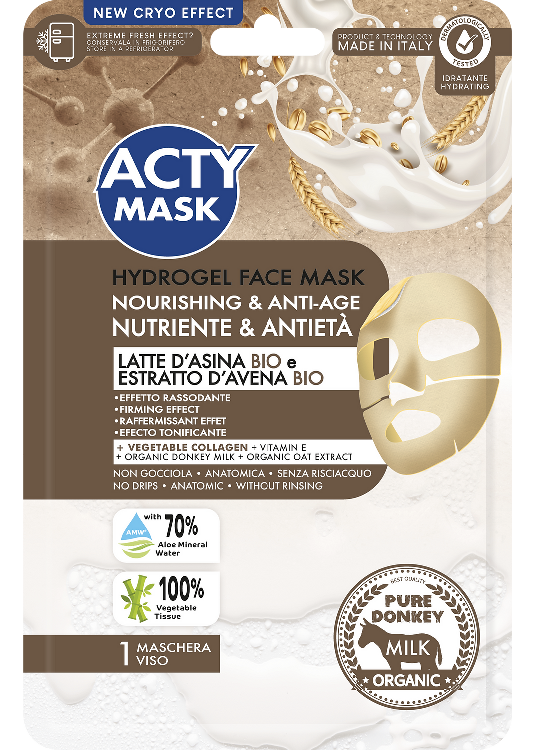 Maschera Viso Nutriente Antietà con Latte d'Asina Bio e Estratto d'Avena Bio
