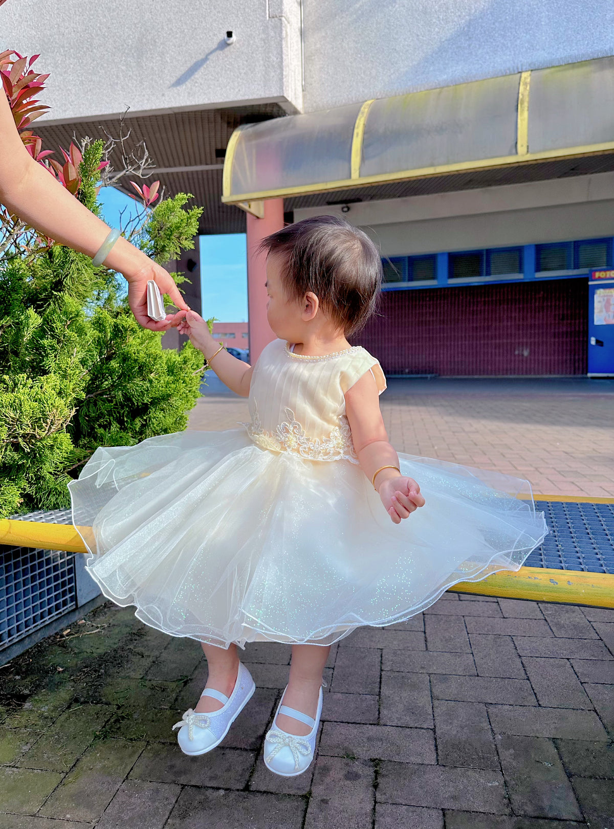 Vestito elegante color champagne per bambina 6M–36M Abito cerimonia, battesimo, compleannoTheOne Bambini