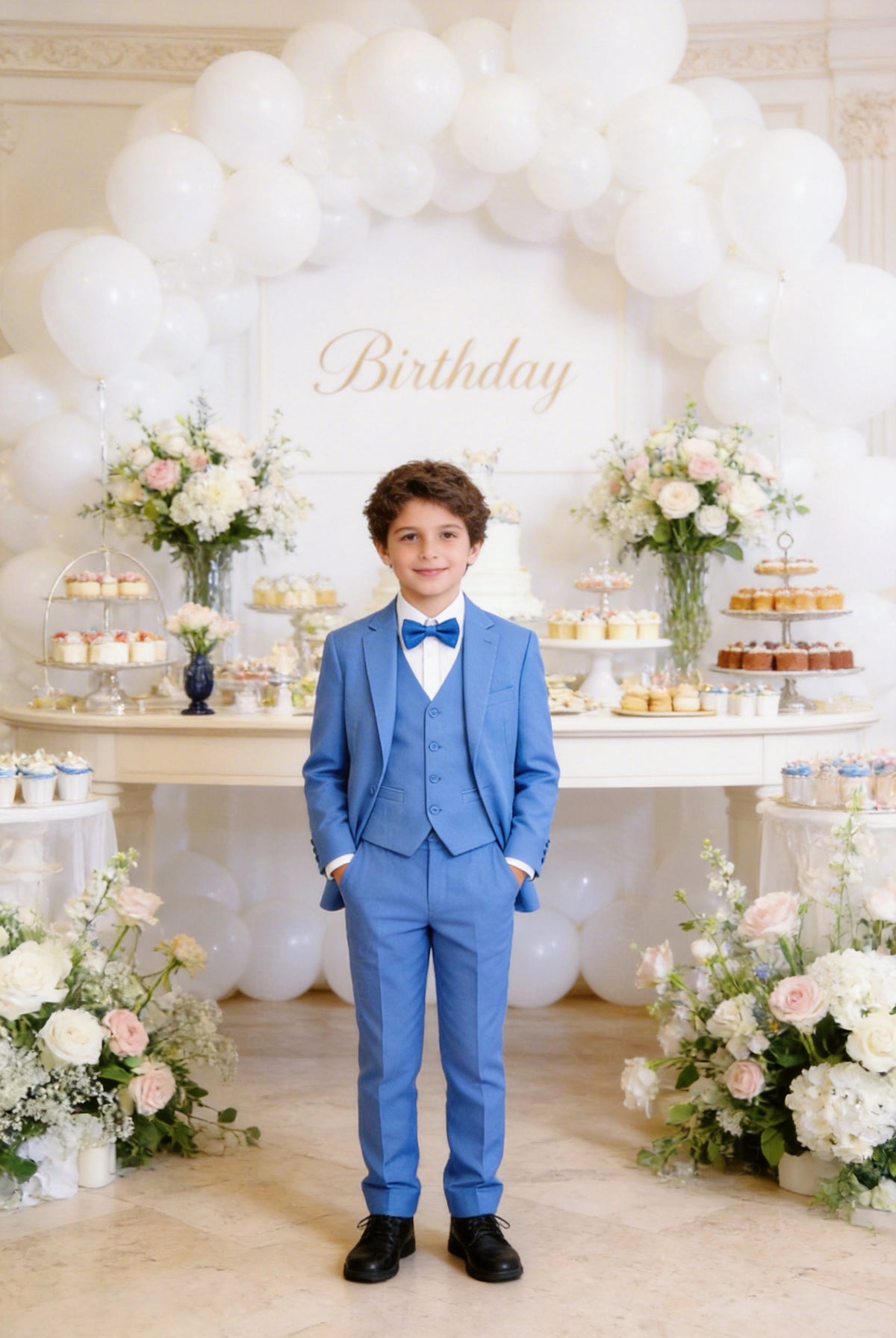 Completo Elegante Bambino Abito Cerimonia Matrimonio 5 Pezzi 1–16 Anni