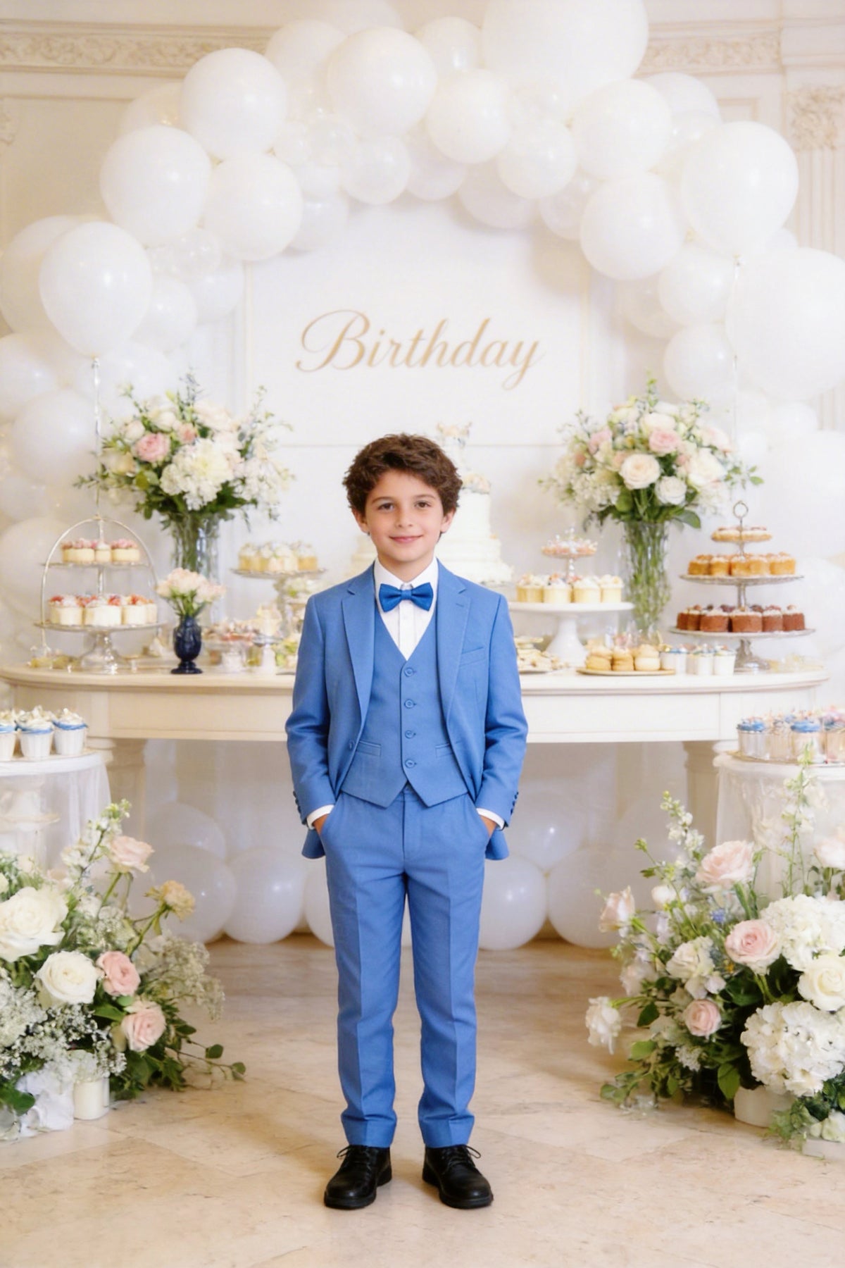Completo Elegante Bambino Abito Cerimonia Matrimonio 5 Pezzi 1–16 Anni