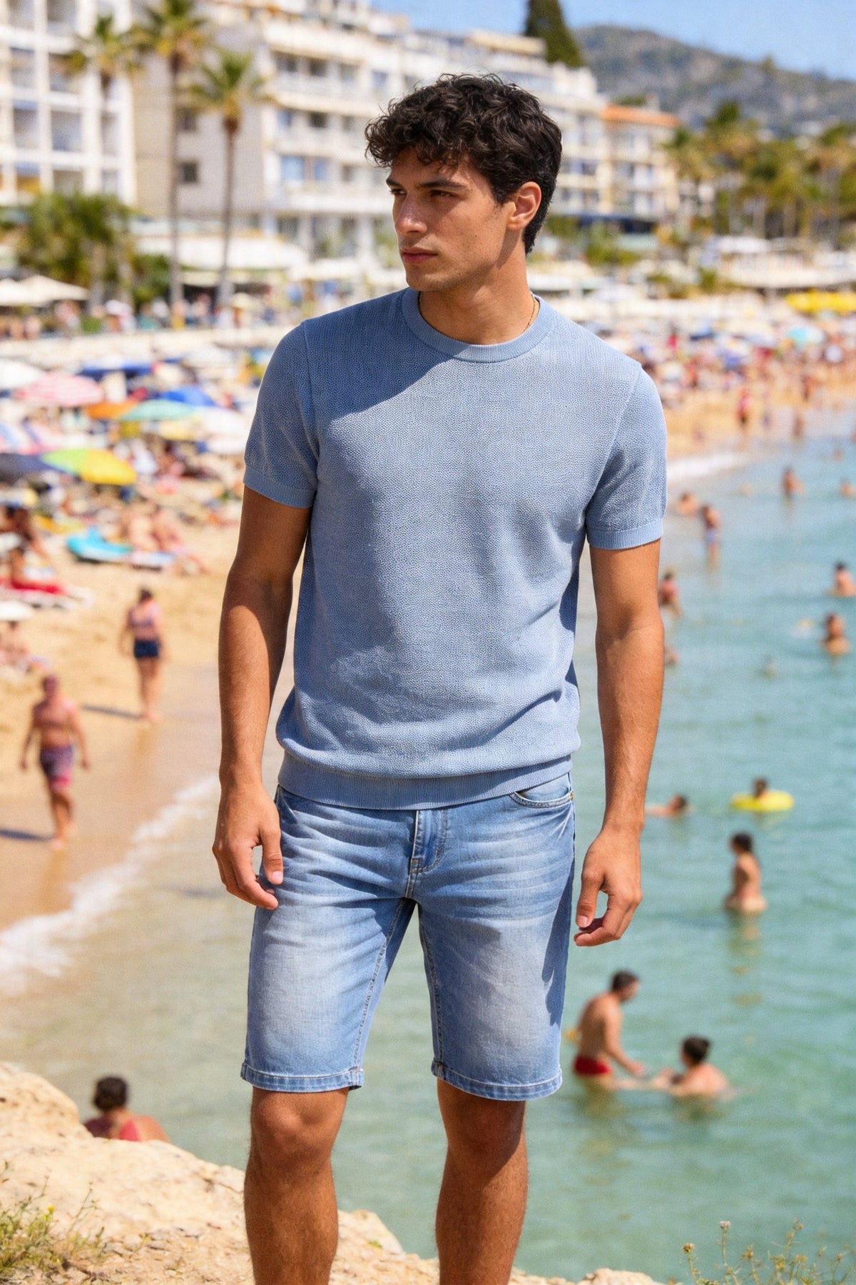 Bermuda Uomo Jeans Denim Slavato Elasticizzato Estivo 1631